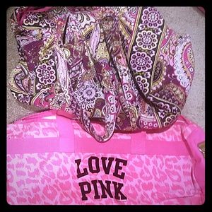 Pink and very bradley duffle bags